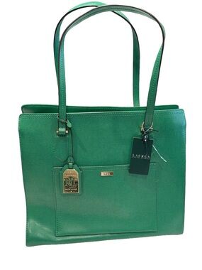 Lauren Ralph Lauren Lowell Tote Bag Fern Leather NWT